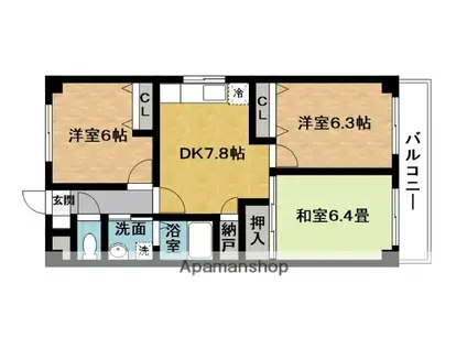 柳本マンション(3DK/2階)の間取り写真