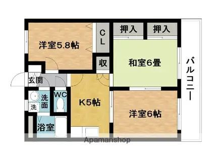 メゾン・ド・マリエール(3K/1階)の間取り写真