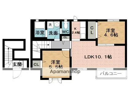 サンハイム(2LDK/2階)の間取り写真