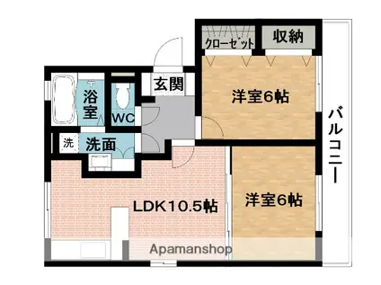 シルキー(2LDK/1階)の間取り写真
