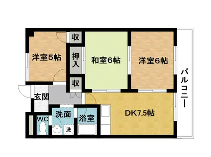 グリーンコートヒロⅡ(3DK/7階)の間取り写真