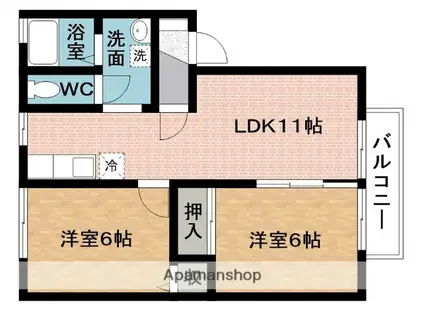 ヒルトップ利平治C(2LDK/2階)の間取り写真