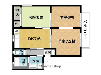 桜道コートB(3DK/2階)の間取り写真