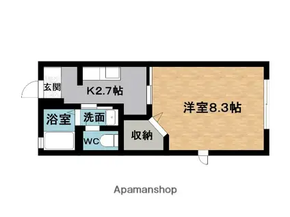 伊賀鉄道 上野市駅 バス乗車時間:15分 ゆめが丘バス停で下車 徒歩15分 2階建 築20年(1K/2階)の間取り写真