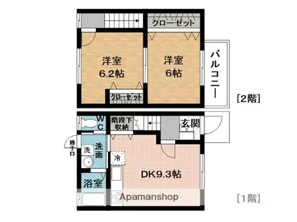 メゾネットハウスハニー10(2LDK/1階)の間取り写真