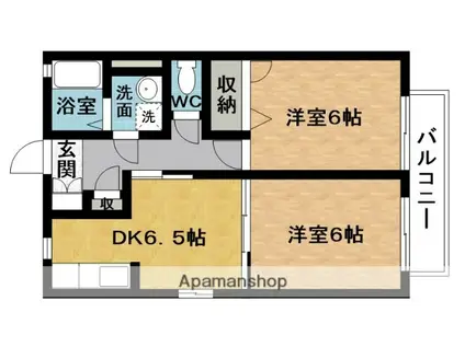 クローバーハウスB(2DK/1階)の間取り写真