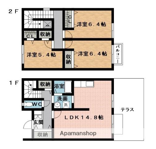 リヴェールD(3LDK/1階)の間取り写真