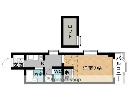 サザンウインドー(1K/1階)の間取り写真