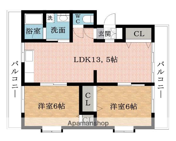 サランバン金剛(2LDK/3階)の間取り写真