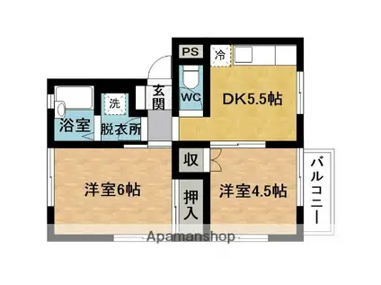 コーポN(2DK/1階)の間取り写真