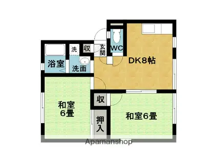 サンライズマンション(2DK/2階)の間取り写真