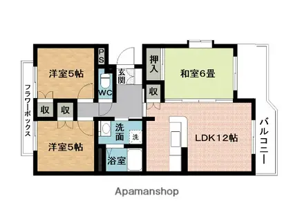 カーサ友生(3LDK/1階)の間取り写真