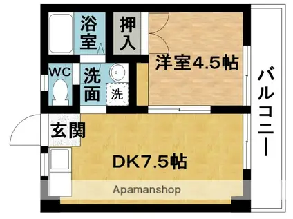 友伸アパート(1DK/2階)の間取り写真