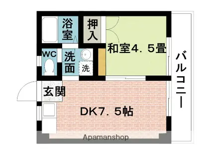 友伸アパート(1DK/2階)の間取り写真