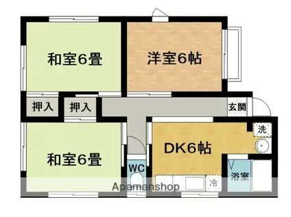 コーポ103 B棟(3DK/2階)の間取り写真