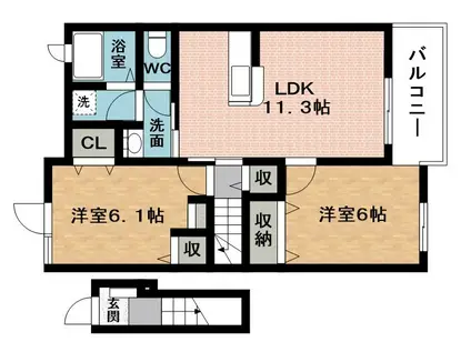 チェリーブロッサム(2LDK/2階)の間取り写真