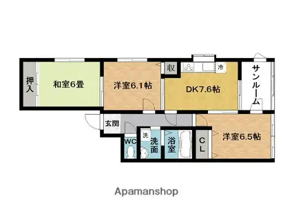 山﨑第2マンション(3DK/3階)の間取り写真