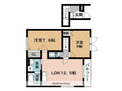 フォレストメゾンエクセレントB(2LDK/2階)の間取り写真