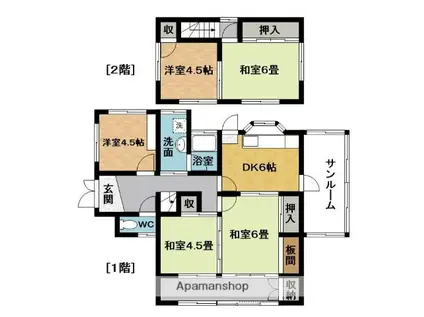伊賀鉄道 西大手駅 徒歩9分 2階建 築58年(5DK)の間取り写真