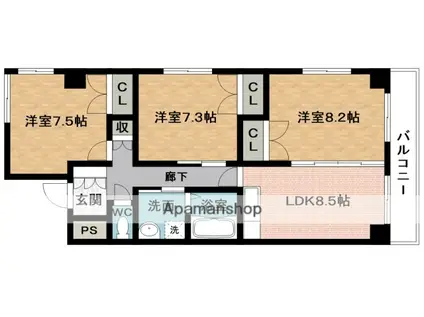 フレアグレイス(3DK/5階)の間取り写真