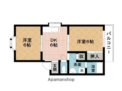 フェロータウンD棟(2DK/1階)の間取り写真