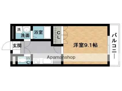 サンルーラル(1K/2階)の間取り写真