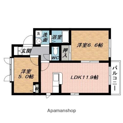 ヒルズ桜ヶ丘(2LDK/2階)の間取り写真