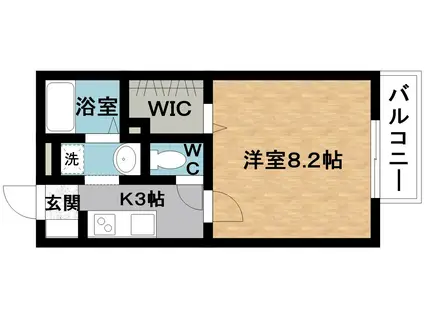 ウッズ・ヒル(1K/1階)の間取り写真