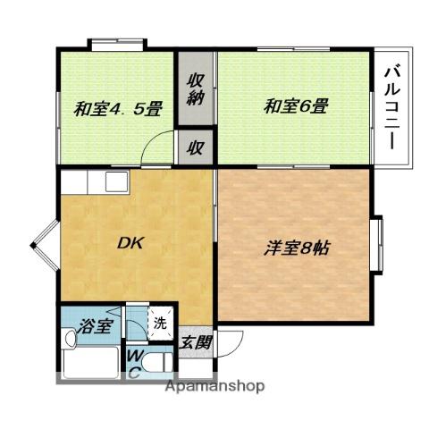 ハイツカレントB(3DK/1階)の間取り写真