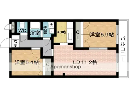 レジデンスSYT(2LDK/2階)の間取り写真