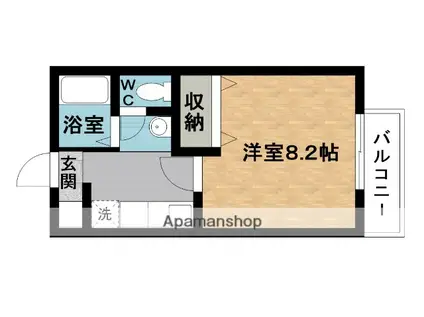 ハイツ鳥の実(1K/2階)の間取り写真