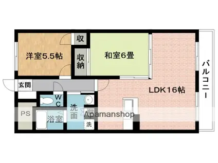 佳千ビルⅢ(2LDK/3階)の間取り写真