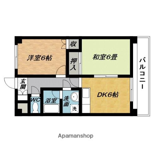 ハートランド栄町(2DK/1階)の間取り写真