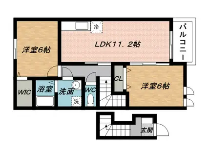 カーサ・フェリーチェ(2LDK/2階)の間取り写真
