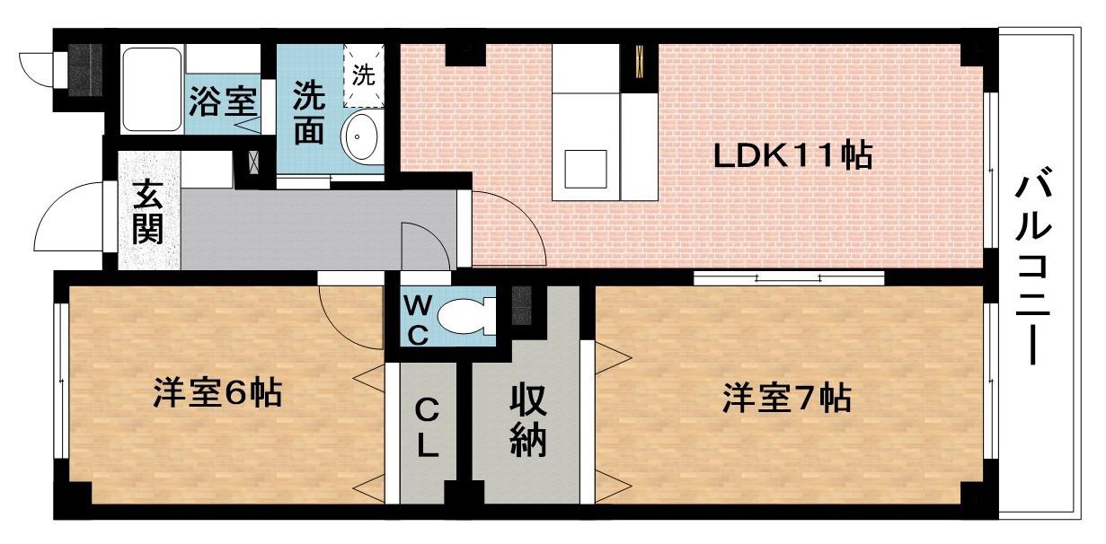 ヌーベル コリーヌ(2LDK/2階)の間取り写真