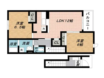 ピースリバー(2LDK/2階)の間取り写真