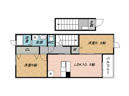 サンヒルズ希央台(2LDK/2階)の間取り写真