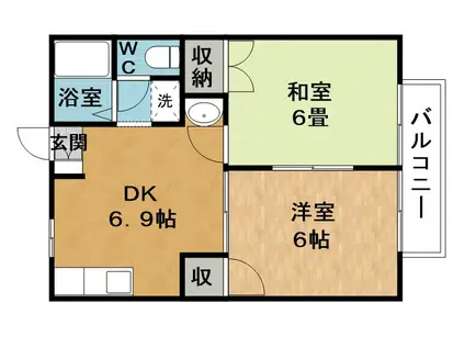 アメニティハウス(2DK/2階)の間取り写真