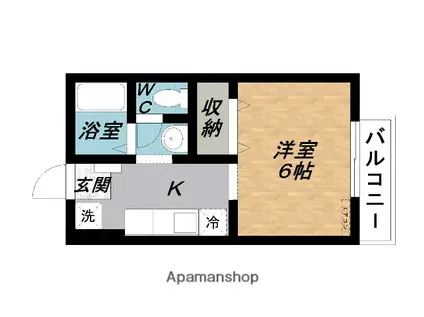 ガーデンハイツみのわ D(1K/2階)の間取り写真