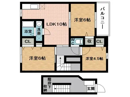 グランズ21A(3LDK/2階)の間取り写真