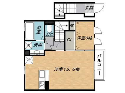 ハレルアナ(1LDK/2階)の間取り写真