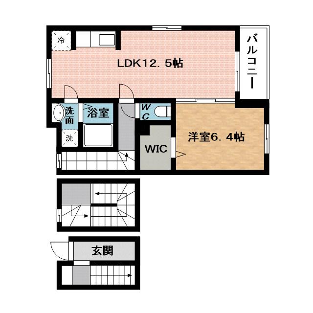 ボナール希央台Ⅱ(1LDK/3階)の間取り写真