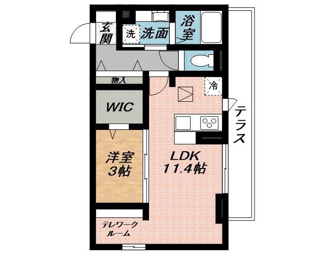 近鉄大阪線 名張駅 徒歩6分 3階建 築5年(1LDK/1階)の間取り写真