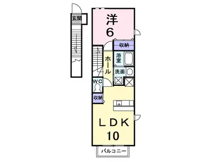 アンジェの郷B(1LDK/2階)の間取り写真