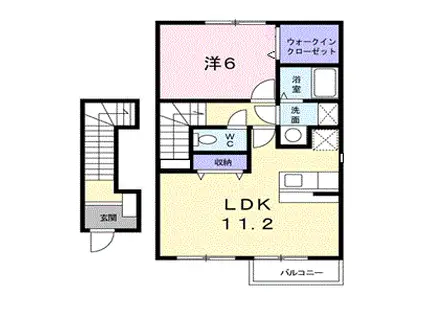 ノーススリーB(1LDK/2階)の間取り写真