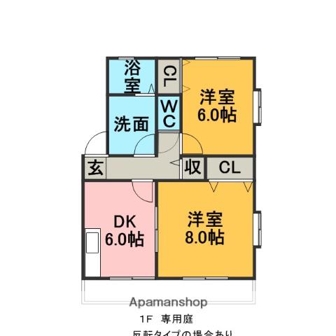 コーポハッピーメーク2(2DK/1階)の間取り写真