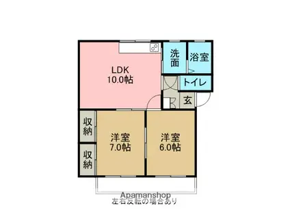 ヴィラ富洲原(2LDK/3階)の間取り写真