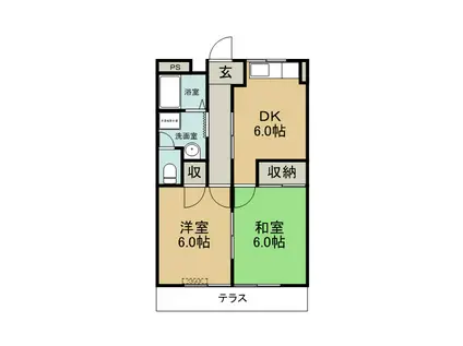 コーポアイランド(2DK/1階)の間取り写真