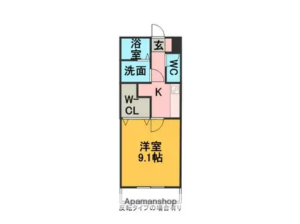 HILLS K(1K/2階)の間取り写真