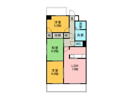 エトワール桑名(3LDK/4階)の間取り写真